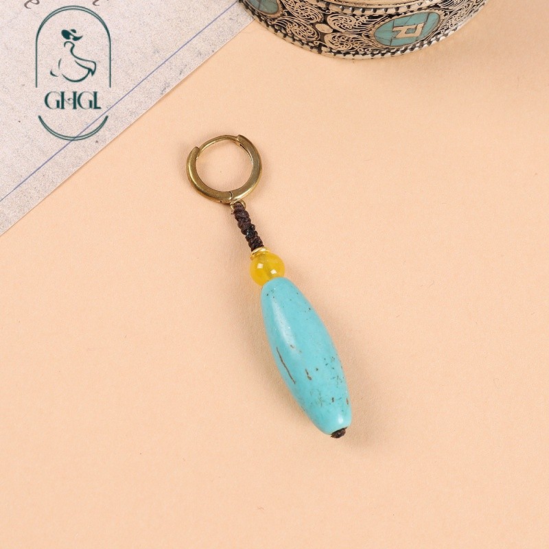 Thiết Kế Ban Đầu Dệt Ngọc Bông Tai Phong Cách Tây Tạng Phong Cách Dân Tộc Bông Tai Retro Dingzhen Cùng Phong Cách Tây Tạng Bông Tai Unisex