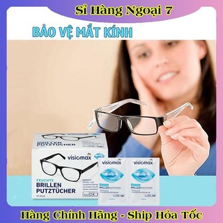 Giấy lau kính mắt Visiomax hộp 52 tờ chống mờ, bám hơi nước, làm sạch kính của Đức