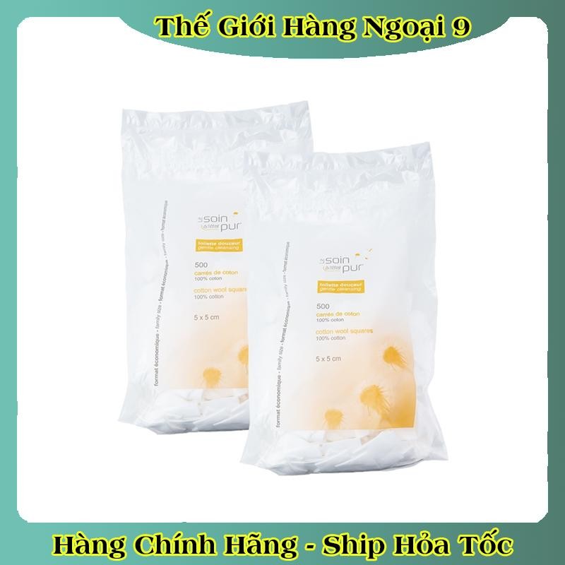 Bông Tẩy Trang Pháp Tetra Medical Carrés De Coton 500/600 miếng Le Soin Làl'état Pur của Pháp