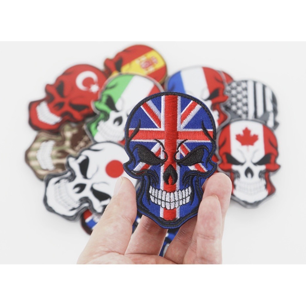 Patch vải đầu lâu_quốc kỳ các nước dán quần áo_ba lô _retro