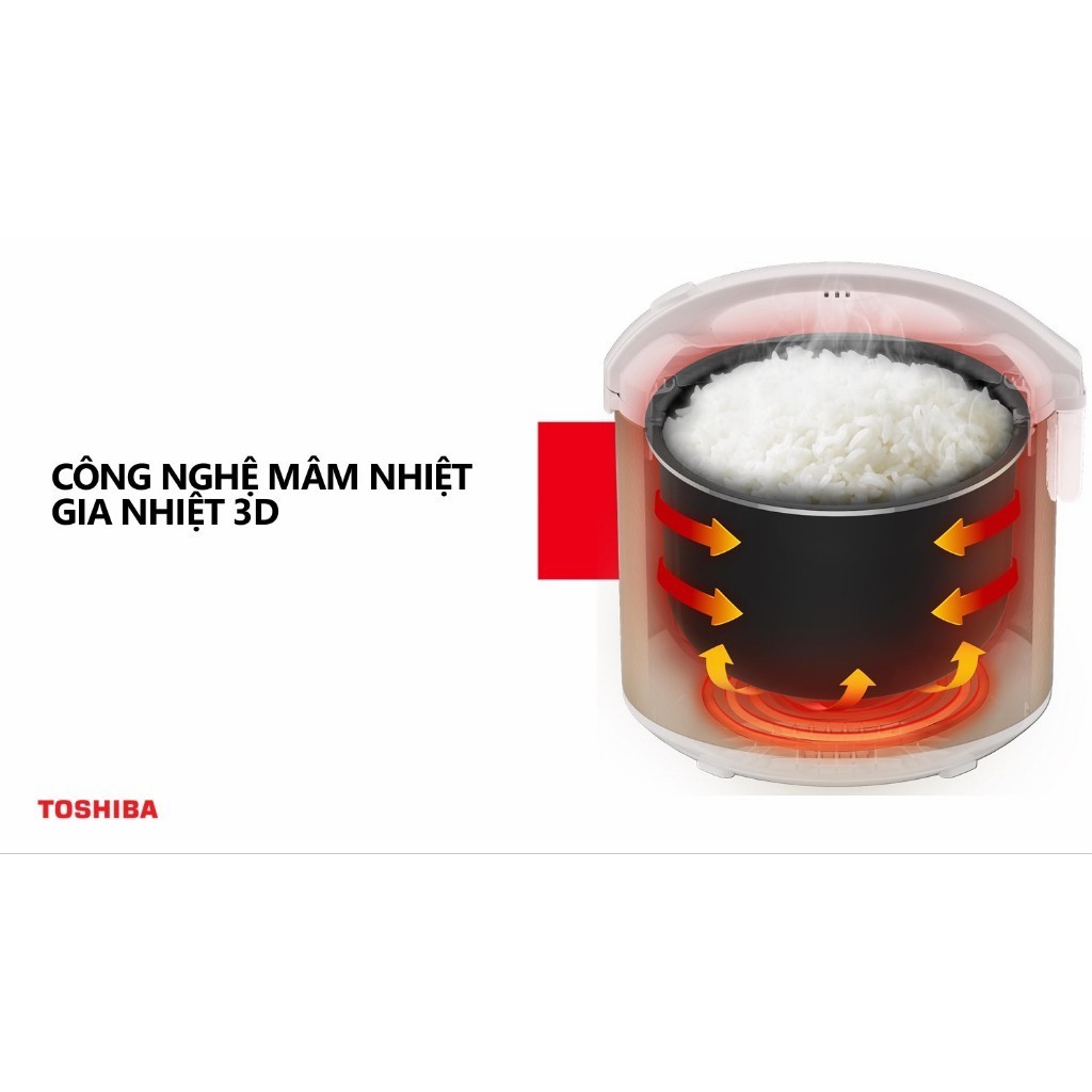 Nồi cơm nắp gài Toshiba RC-10JH1TVN(N) 1L/ RC-18JH1TVN(N) 1.8L - Bảo hành chính hãng 12 tháng