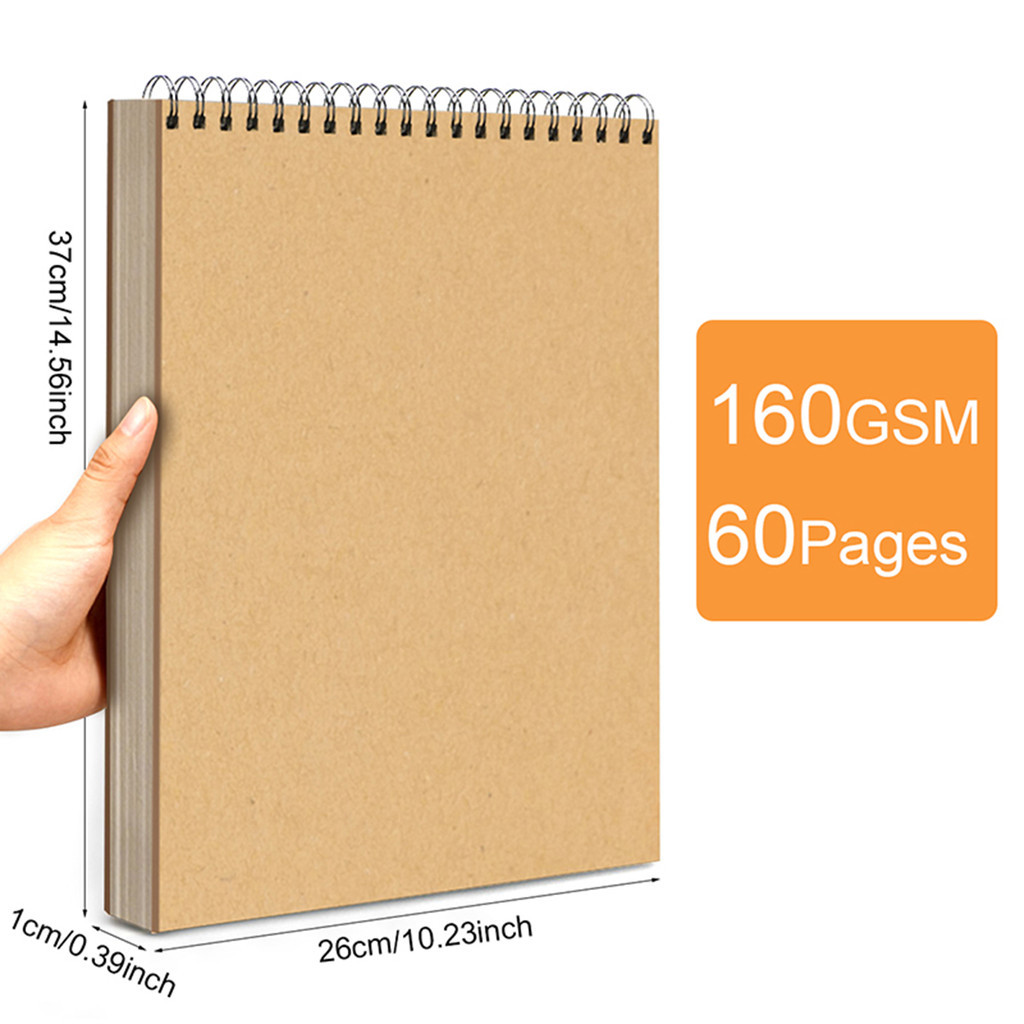 Sổ phác thảo, Sổ vẽ tranh màu nước 30 trang A3, A4, A5 gáy lò xo, bìa cứng, giấy mịn tự nhiên