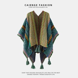 Khăn Choàng Sản Phẩm Mới Qinghai Tân Cương Dashawl Mặc Ngoài Nữ Phong Cách Dân Tộc Đan Vân Nam Du Lịch Mặc Ảnh Áo Khoác Áo Khoác