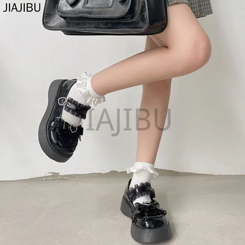 Size 34-46 Giày Nữ Cỡ Lớn 45 Giày Da Gót Dày Khóa Tình Yêu Phong Cách Anh Quốc 44 Giày Đi Học Màu Đen 43 Korean Fashion Platform Mary Jane Shoes 42 Giày Công Chúa Đế Mềm Màu Be Y2K Mũi Tròn Chống Trơn Trượt Japanese JK Uniform Lolita Doll Shoes Giày Nhảy