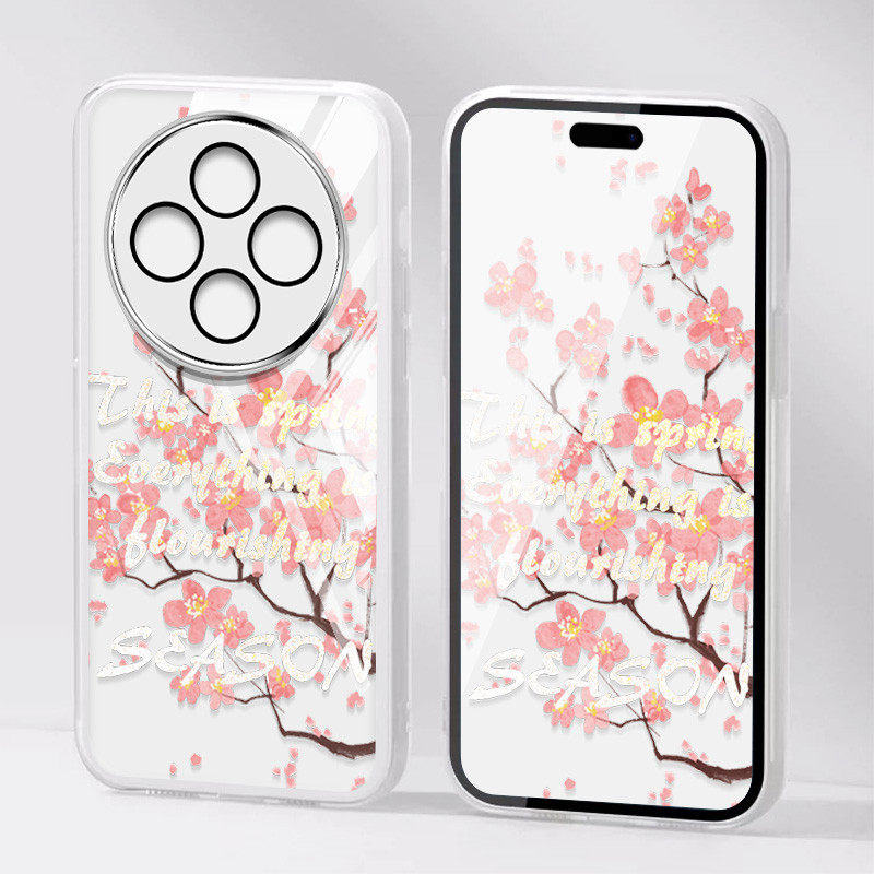 Ốp Điện Thoại YBD Cho Tecno Spark 30C Kl5 Kl5n Phong Cách Cổ Đại Hoa Đào Họa Tiết Có Dây Treo