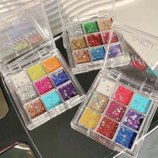 Bảng Phấn Mắt 9 Màu Sequin, Khay Nhũ Mắt Kim Tuyến Trang Điểm Lấp Lánh HaminStore