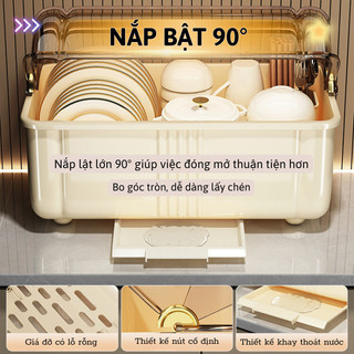 Tủ Nhựa Đựng Chén Bát Có Nắp Đậy Kín Myd.23 Tủ Bếp Chống Côn Trùng Bụi Có Khay Thoát Nước Chống Ẩm An Toàn Cho Sức Khỏe