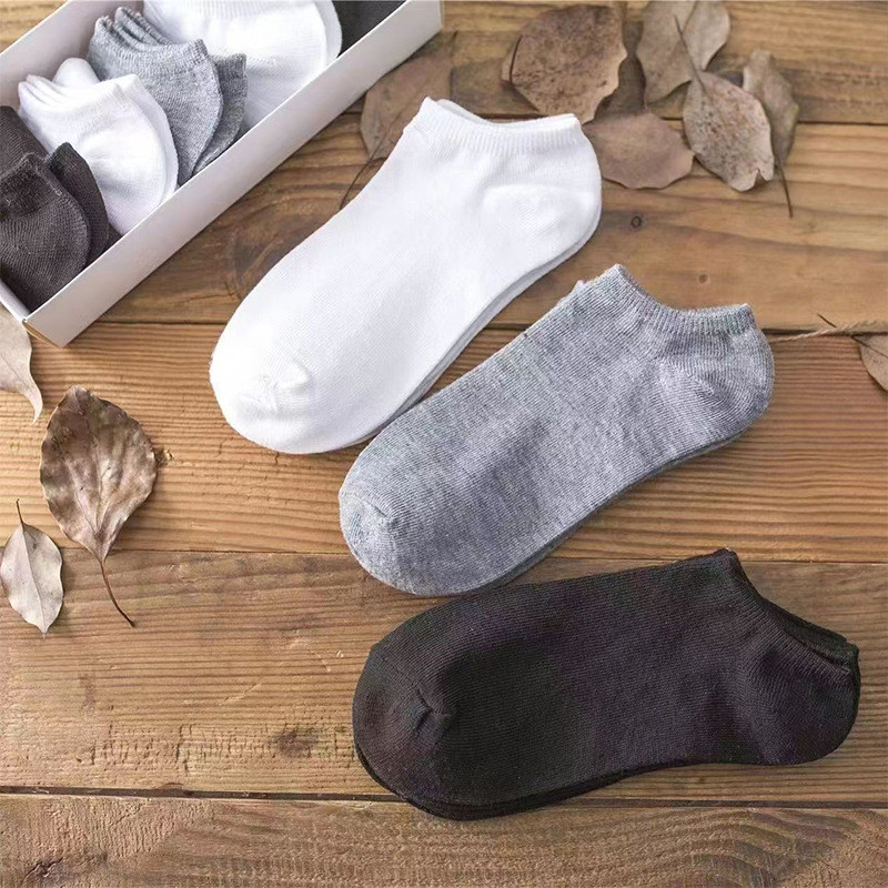 Tất cổ điển thể thao nam màu đen trắng xám, thiết kế thoáng khí và màu sắc trơn đẹp