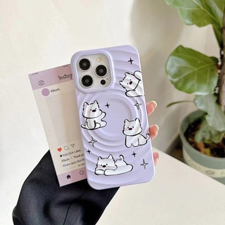 Vỏ điện thoại hoạt hình chú chó đáng yêu màu tím Thích hợp cho Iphone 11promax 16pro 16promax 12 13 14 15 pro max 14pro Vỏ ốp lưng 16plus
