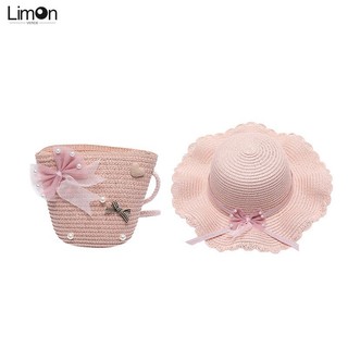 Mũ Cói Chống Nắng Kèm Túi Xách Dễ Thương Thời Trang Mùa Hè Cho Bé