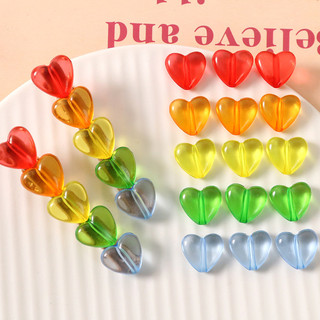 Phụ kiện acrylic DIY hình trái tim nhỏ màu kẹo ngọt ngào đa năng, bông tai, kẹp tóc, vật liệu ốp điện thoại bán buôn