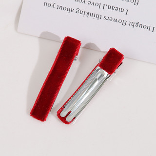 Kẹp tóc co giãn màu đỏ Rượu nhung dễ phối đơn giản kẹp mỏ vịt kẹp bên phụ kiện trang sức DIY phụ kiện bán buôn
