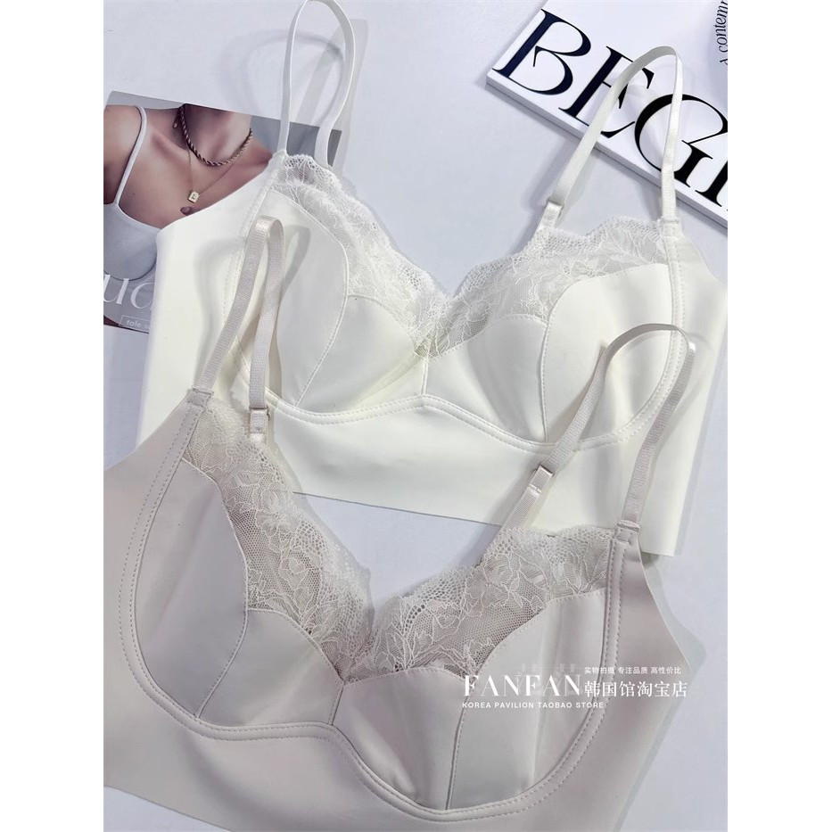 Mùa Hè Phong Cách Mới Ren Đẹp Lưng Cố Định Cốc Băng Lụa Thỏ Tai Mỏng Cốc Sling Quần Lót Hình Chữ u Đẹp Lưng Quần Lót