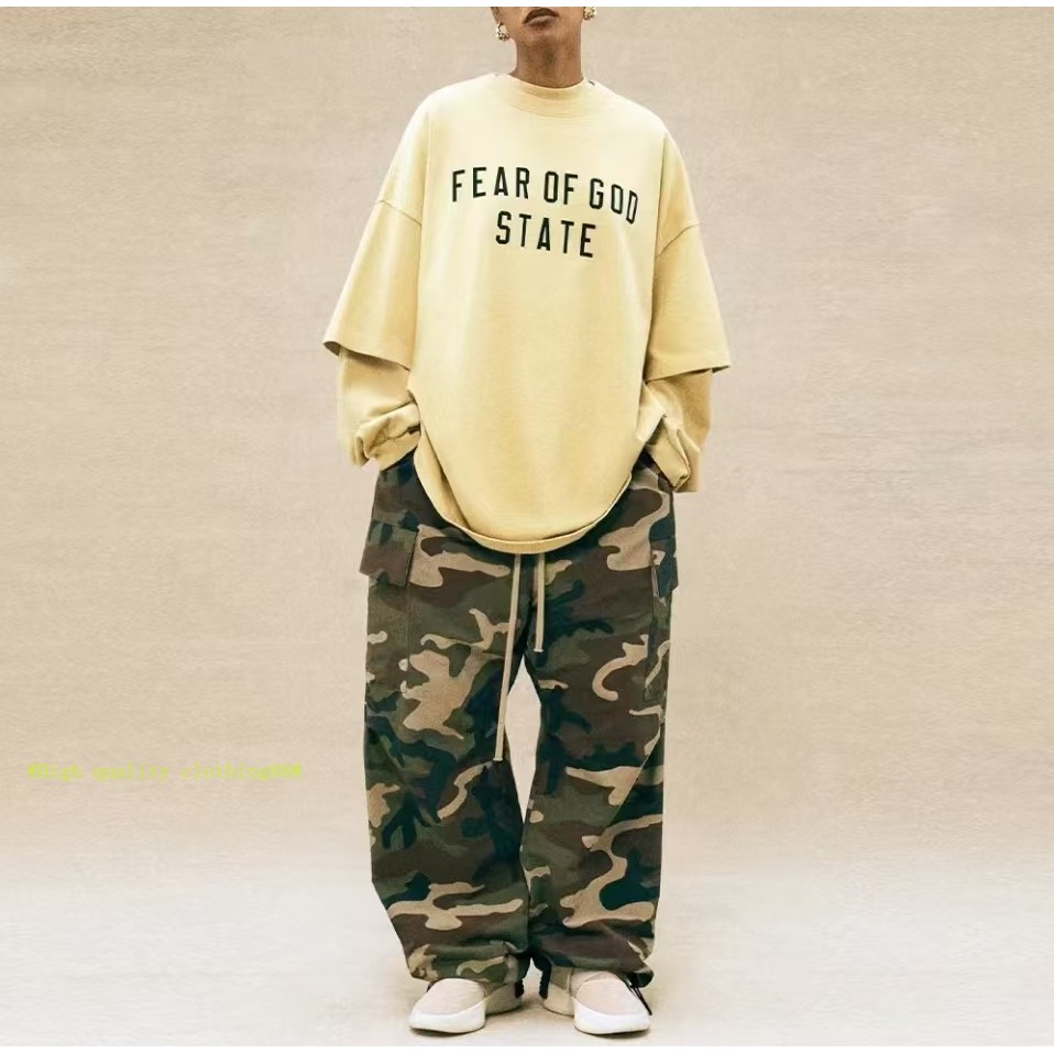 * * * * Chất Lượng Cao * * * Phong Cách Mới Cotton Nguyên Chất FOG Sợ Chúa Thời Trang Chữ Nam Nữ Cổ Cao Cổ Tròn Áo Thun Tay Ngắn