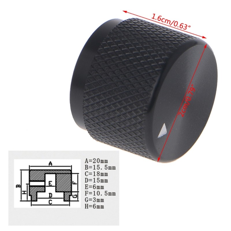 Redbaiaa1 Nhôm Điều Khiển Quay Chiết Áp Núm 20mm x 16mm LW Phụ Kiện Cho Nhạc Cụ Có Thể Điều Chỉnh Âm Lượng Dụng Cụ Acce