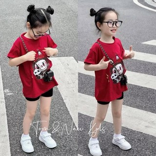 S219-[tomnaukid] Set áo thun phối quần leggin đùi cho bé gái size từ 9-40Kg