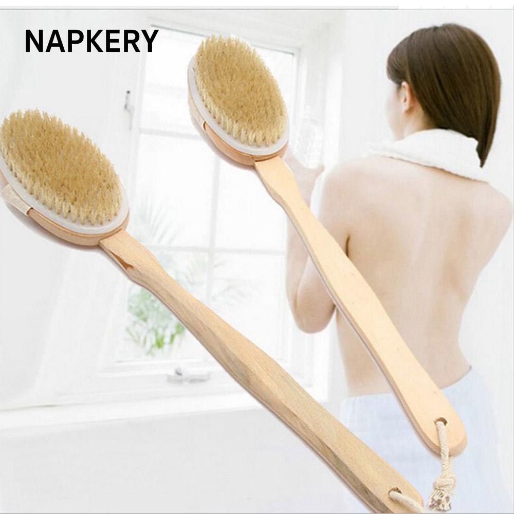 Bàn chải tẩy tế bào chết NAPKERY Máy mát xa toàn thân lông tự nhiên bền bỉ
