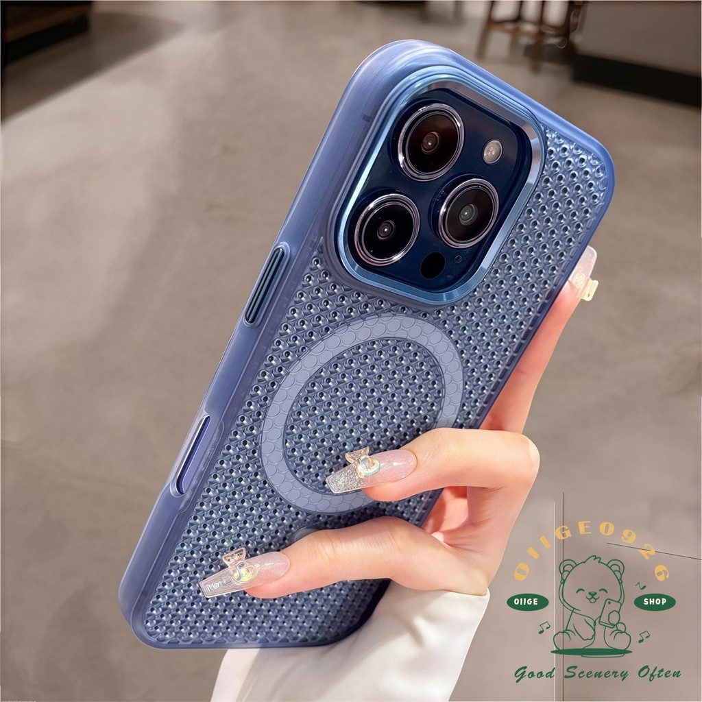 Ốp điện thoại tản nhiệt màu trong suốt từ tính iphone16 Pro Max 15 14 13 12 cho vỏ iPhone PC Vỏ cứng chống sốc