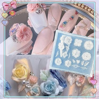 [beautifulhome] Khuôn làm móng 3D silicon hoa hồng nơ, mẫu DIY, tấm dập trang trí nghệ thuật