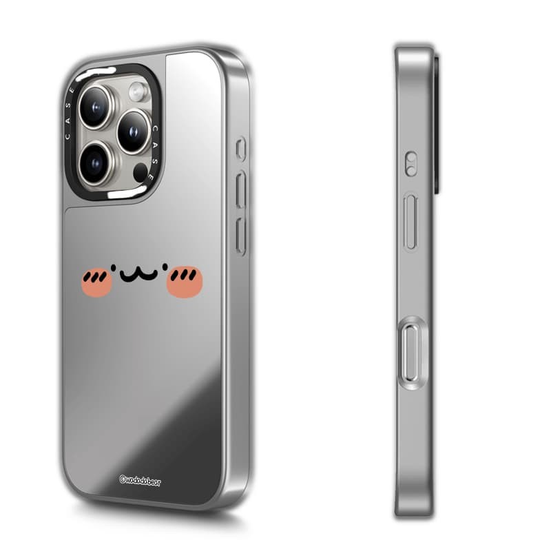 CASECASE X Wadadabear Happy Smile Case Hút từ tính Vỏ iPhone Gương đen & bạc IPhone 16 15 14 13 12 Pro Max Plus Ốp lưng cứng có hộp khắc logo