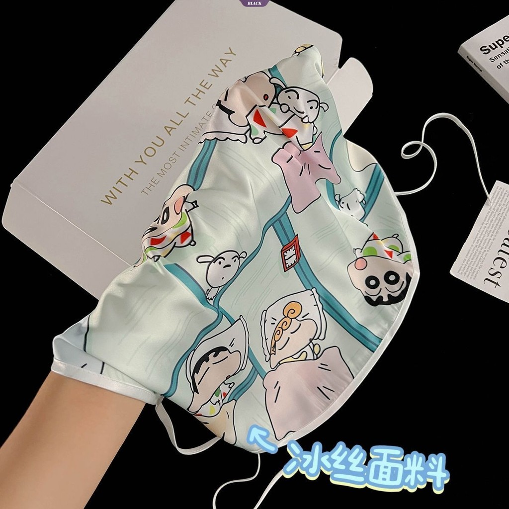 Napping Crayon Shin-chan Ice Silk Belly Pocket Pyjama Set Quần Short Ren Mùa Hè Mới Ngọt Ngào Gợi Cảm Thắt Lưng Homewear [BL]