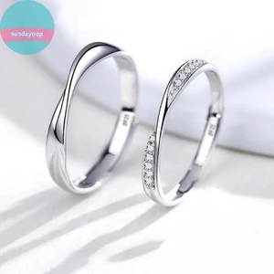 Sund 1 Cặp Đôi Nhẫn Pha Lê Cưới Đính Hôn Trang Sức Nhẫn Có Thể Điều Chỉnh VN