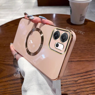 Ốp lưng OPPO Reno 14F 5G Vỏ mạ điện màu trơn siêu mỏng OPPO Reno14 F Reno14F có vòng từ tính Vỏ điện thoại sạc không dây