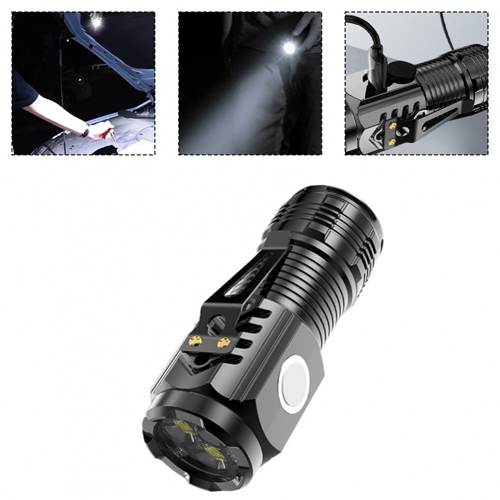 {WELV}Mini USB LED Flashlight 3 Core for Outdoor For fishing and Camping Use