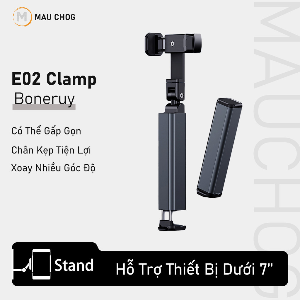 Giá Đỡ Điện Thoại Hợp Kim Nhôm Cao Cấp Boneruy Có Thể Gập Lại Kẹp Đầu Giường Cạnh Bàn Vali Ô Tô