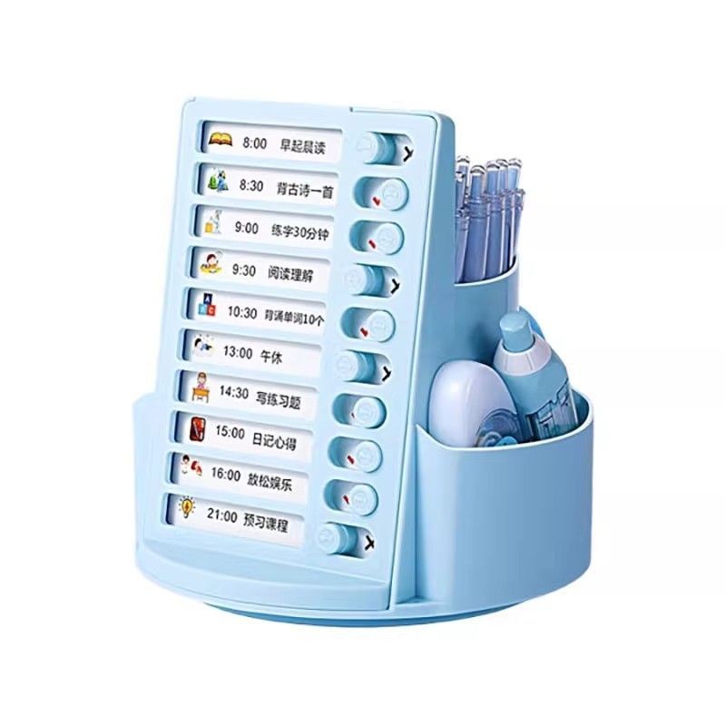 Hộp đựng bút xoay 360 độ Hai trong Một Trẻ em Máy tính để bàn học sinh Hộp đựng bút đa chức năng Đồng hồ tự kỷ luật-
