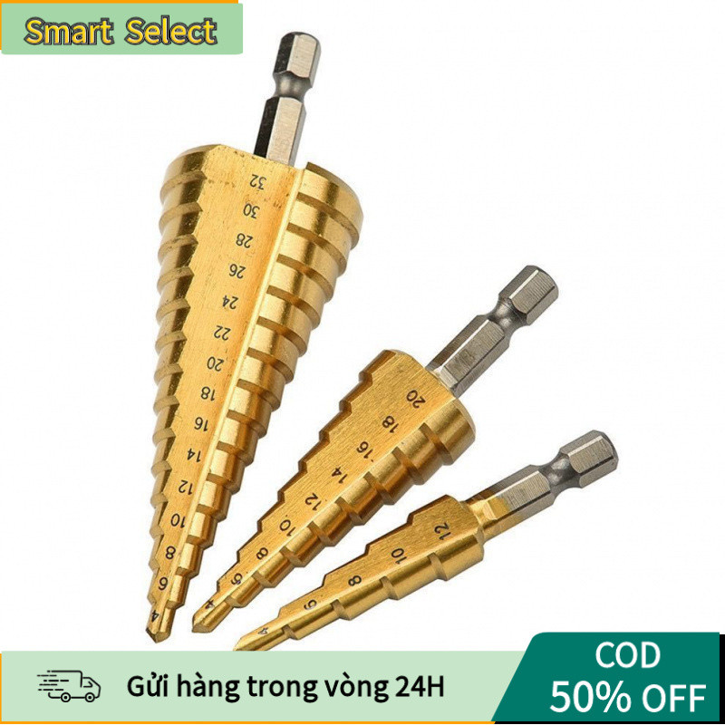 [COD] Bộ Mũi Khoan Bước Phủ Titan 4-12/20/32mm Chuôi Lục Giác HSS Siêu Cứng Khoan Đa Kích Cỡ