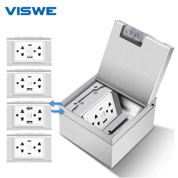 VISWE Ổ cắm sàn lõm Bộ 1 hàng 6 chân Ổ cắm USB Cat6 Chống gỉ sét Dòng K11A