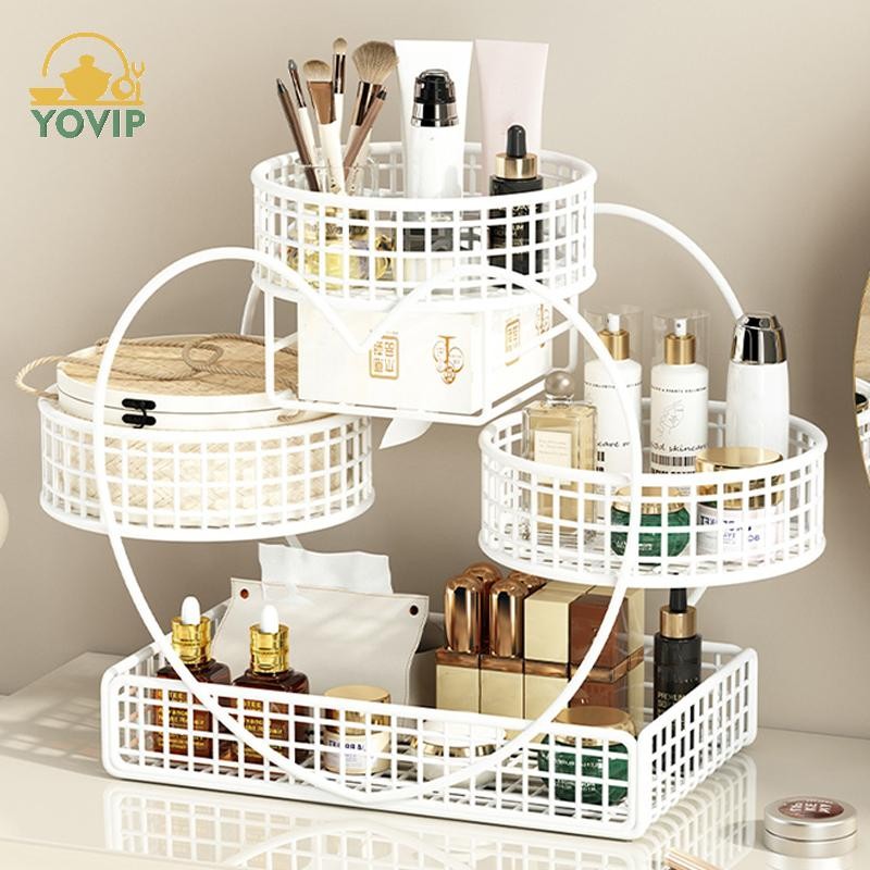 YOVIP 1 Nhẹ Sơn Kim Loại Hộp Đựng Mỹ Phẩm Lắp Đặt Trang Điểm Giá Để Đồ Trang Điểm Hiện Đại Vanity Kệ Để Bàn VN