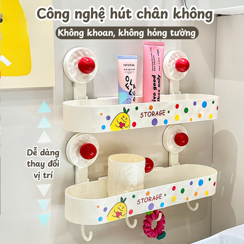 Kệ Đựng Đồ Nhà Tắm Hút Chân Không Popup Dễ Thương DINO, Giá Treo Đồ, Kệ Góc Decor Phòng Tắm