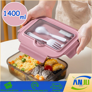 Hộp Cơm Văn Phòng Cao Cấp - 1400ml, dùng được cho lò vi sóng, Mang theo đồ dùng của riêng bạn