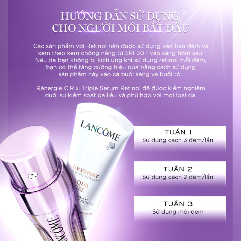 Serum Retinol Tươi 3 Lõi Rénergie Lancome - Giúp Tái Tạo Da Nhanh Gấp 2 Lần Với Retinol Thông Thường 50ml