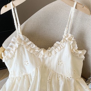 [Phong cách Hàn Quốc Ren rỗng Dây đeo nhỏ 150kg Áo vest] Áo vest cỡ lớn dành cho nữ béo MM Dây đeo cực lớn 150kg Mùa hè Niche Tất cả các trận đấu Áo sơ mi nhỏ ngọt ngào Thiết kế cảm giác Áo ren không tay Áo nữ cỡ lớn Quần áo nữ