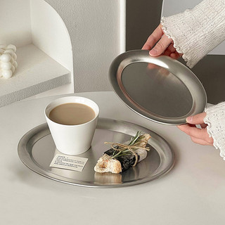 Phong Cách Hàn Quốc Thép Không Gỉ Giá Trị Cao Khay Hình Bầu Dục Quán Cà Phê Bánh Món Tráng Miệng Đĩa Ăn