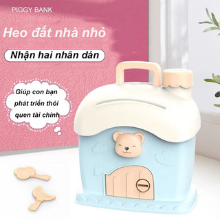 【BabyJoy】Hộp Đựng Tiền Tiết Kiệm Cho Bé,Heo đất hình ngôi nhà,Heo đất hình nấm,Trang trí bằng nhãn dán hoạt hình