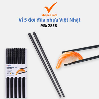 Vỉ 5 đôi đũa nhựa Việt Nhật màu đen chống trơn chịu nhiệt ms: 2858