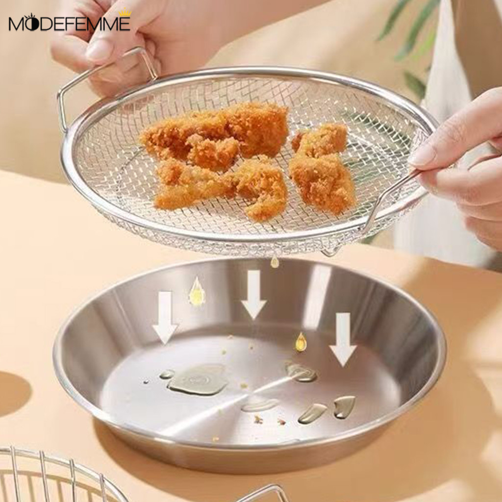 [H & L] Khay thoát dầu bằng thép không gỉ - Thiết kế lưới chống gỉ có tay cầm, Phụ kiện chiên cấp thực phẩm cho đồ ăn nhẹ / Món tráng miệng / Lọc dầu