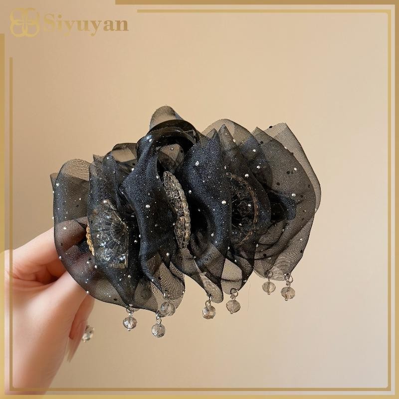 Tóc lưới Siyuyan dành cho nữ có kẹp đuôi ngựa zircon hình - Phụ kiện tóc cao cấp Việt Nam