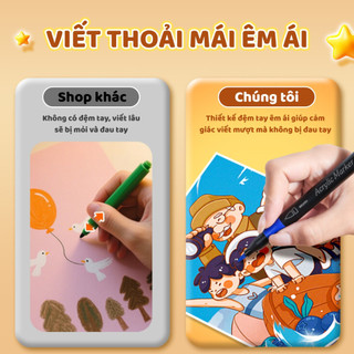 Set Bút Màu Acrylic Đa Năng, Không Phai Màu - Bút Lông Màu Không Lem Cho Bé Thỏa Sức Vẽ Trên Mọi Bề Mặt
