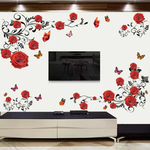 ML9050AB Đỏ Hoa Hồng Dán Tường Tường Tự Dính Tranh Ấm Áp Phòng Ngủ Trang Trí Phòng Khách Nền TV
