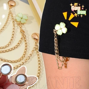 Nút Nam Châm Dây Xích Liền Mạch - Kẹp Chân Quần Hình Bướm - Dành Cho Áo Cardigan Quần Jean, Áo Thun - Chân Chống Lỗ Cỏ Ba Lá Bốn Lá - Khóa Dây Xích Chân Có Thể Điều Chỉnh
