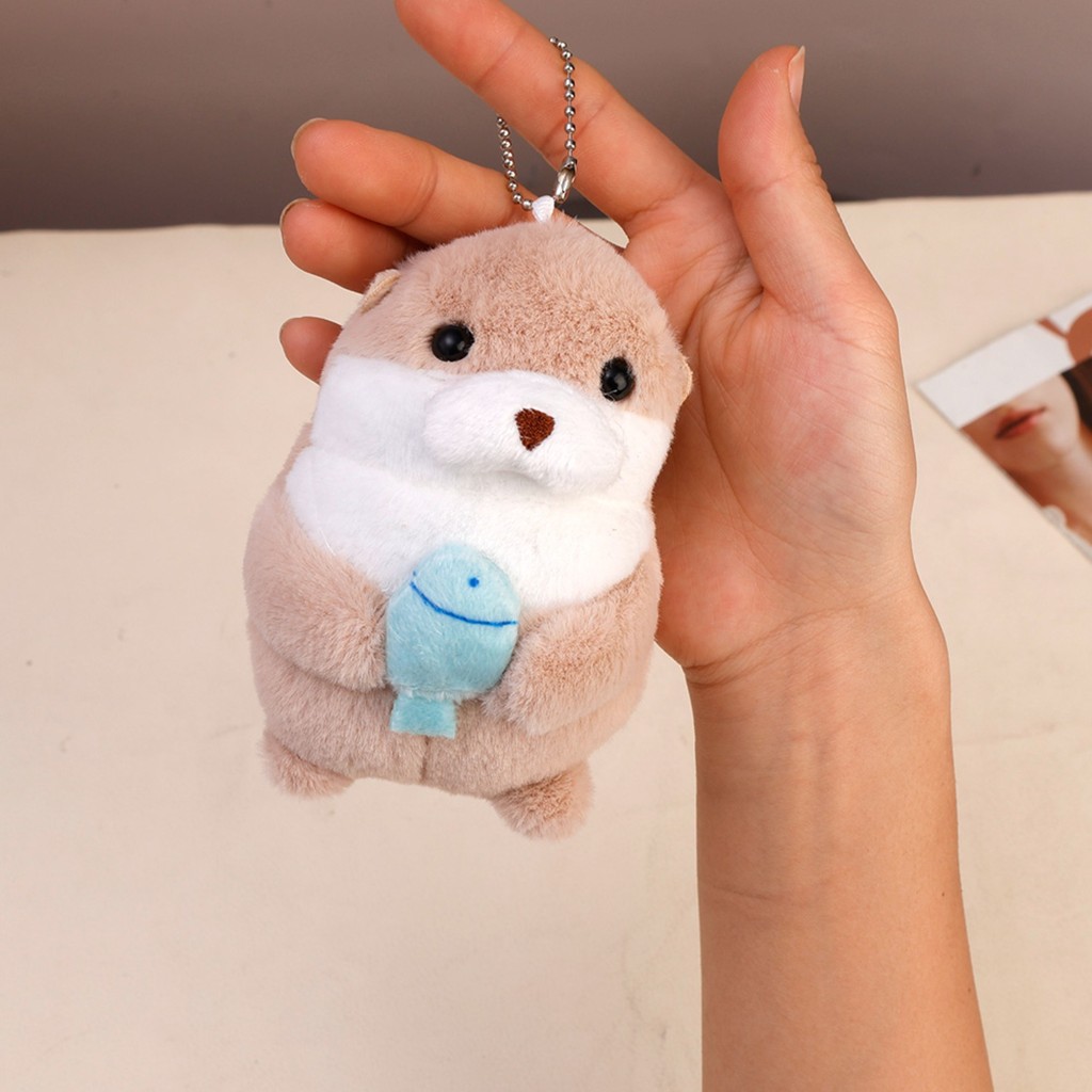 Đồ chơi sang trọng Otter bền mềm mại - Móc khóa mặt dây chuyền treo Kawaii - Quà sinh nhật trẻ em đáng yêu