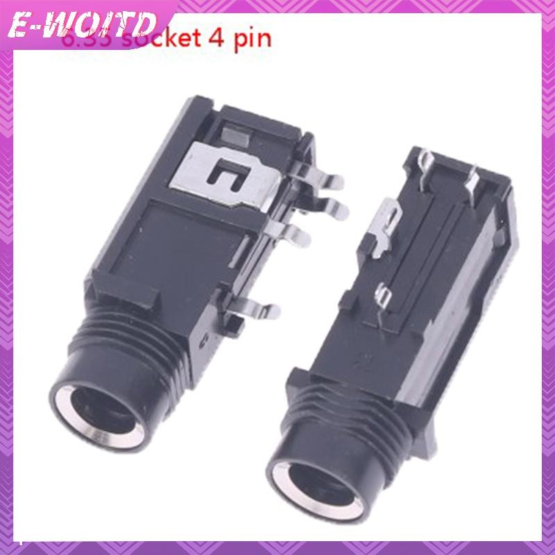 E-woitd 2 CÁI 6.35mm Giắc cắm âm thanh nổi 3Pin Ổ cắm âm thanh nổi Micro Dây hàn HNVN