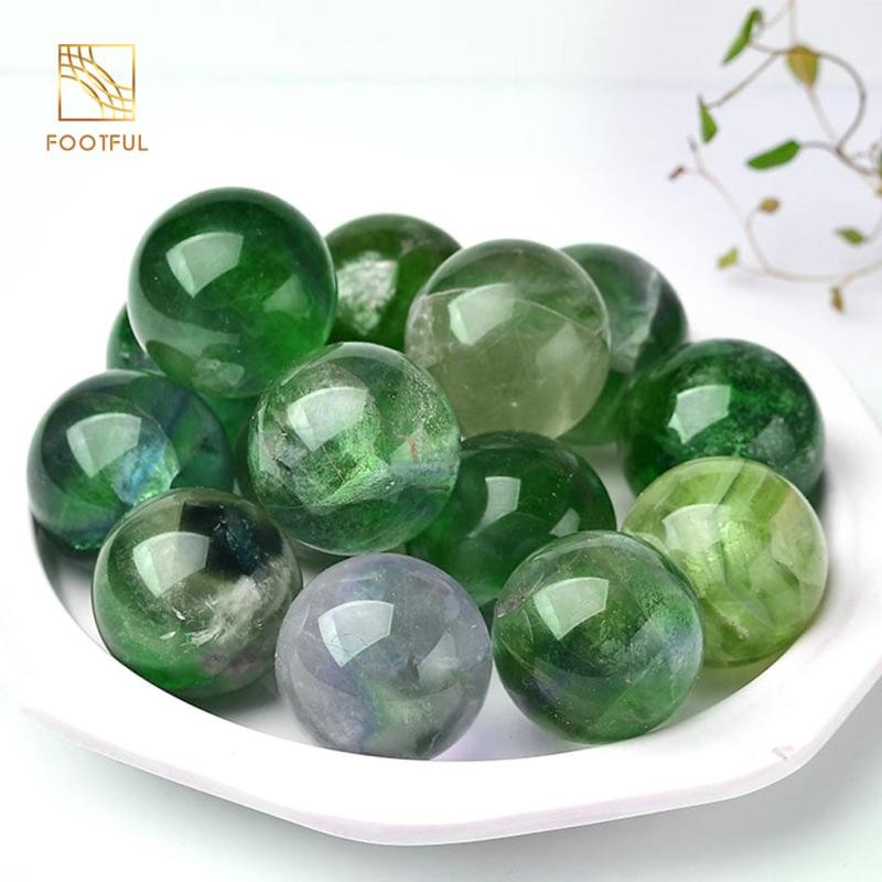 Đá Quý Tự Nhiên Trang Trí Điêu Khắc Hình Trang Trí Quả Cầu Fluorite Trong Suốt Để Thiền Phong Thủy Bói Toán