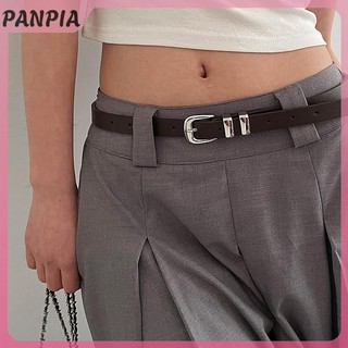 PANPIA-Đèn Thắt Lưng Mỏng Đơn Giản Thời Trang Cho Nữ Bé Gái Tối Giản Màu Trơn Đa Năng Thắt Lưng Hợp Kim Sáng Tạo Khóa Trang Trí Thắt Lưng
