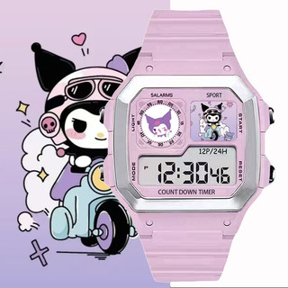 Đồng hồ điện tử Kuromi cho bé - Chống nước, phát sáng, báo thức 12/24h